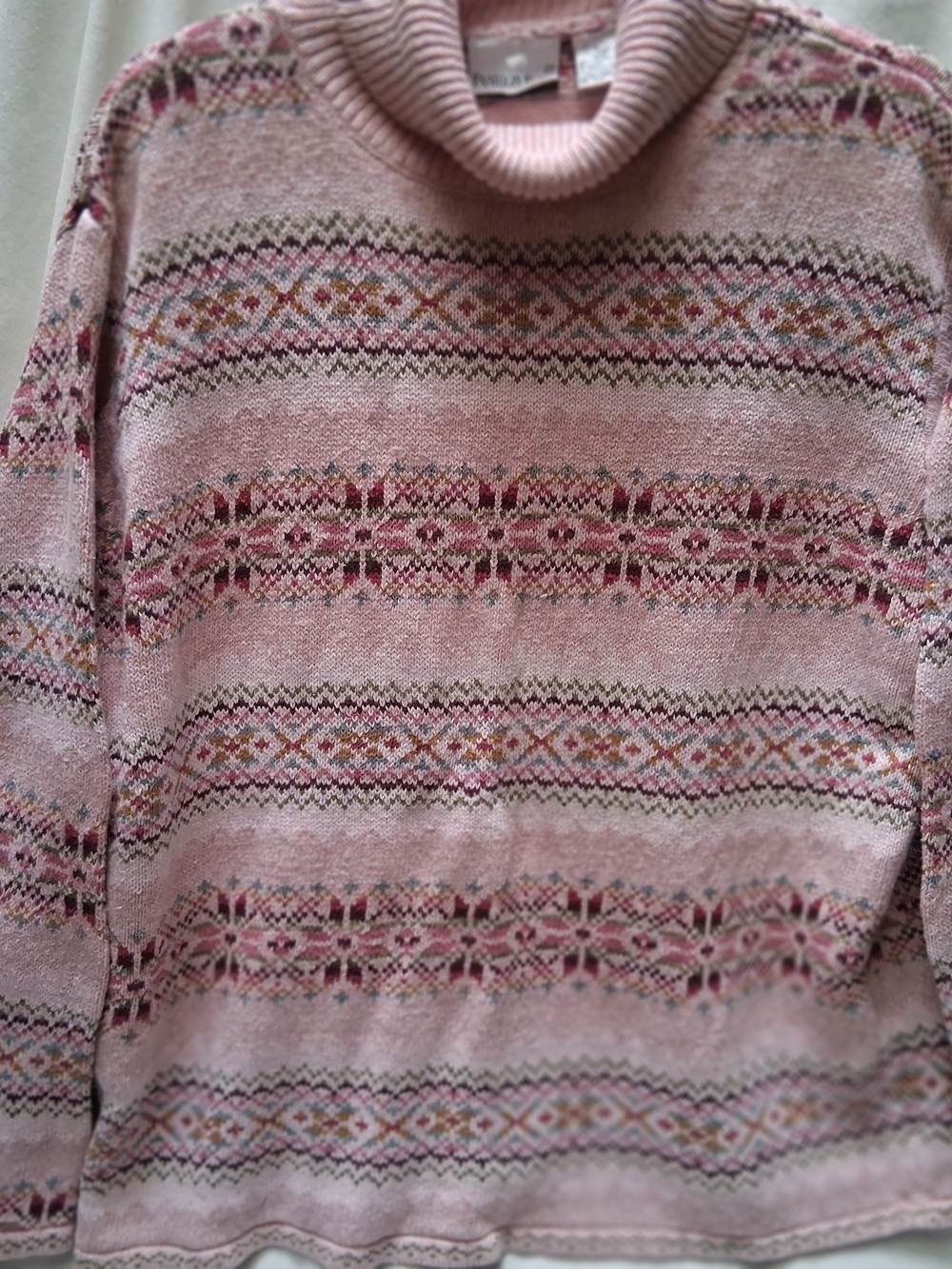 Fashion Bug Pink Fair Isle Cowl Neck Sweater